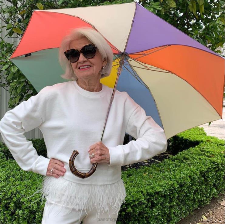 ομπρέλα | PASOTTI 64 rainbow-1 b - ομπρέλα ουράνιου τόξου με λαβή από μπαμπού 2N6B8572 γυναίκες